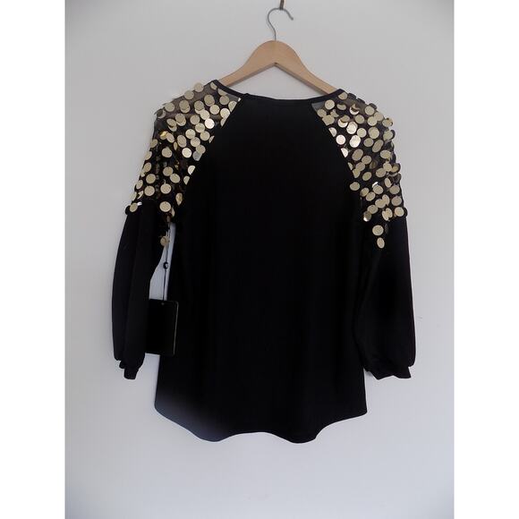 Love For Humanity Couture black knit top gold discs size Medium NWT - Picture 4 of 10